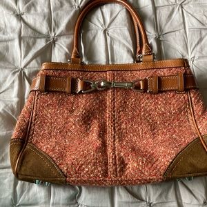 Coach tweed leather handbag